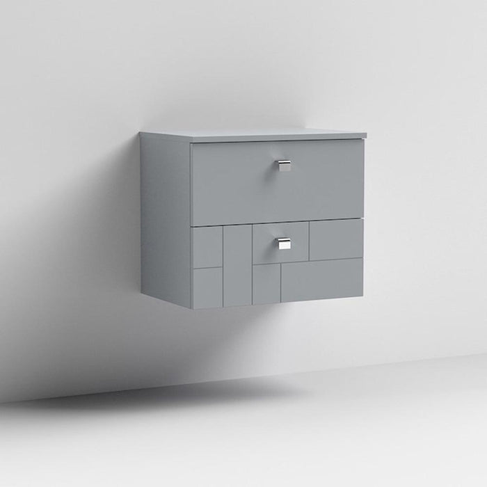 Nuie Blocks 600mm Vanity Unit - Wall Hung 2 Drawer Unit with Basin - Unbeatable Bathrooms
