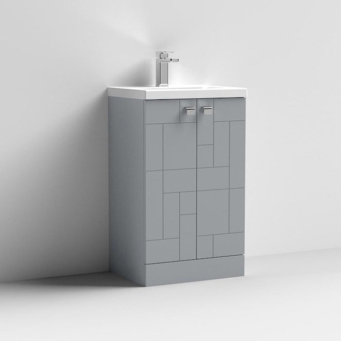 Nuie Blocks 500mm Vanity Unit - Floor Standing 2 Door Unit with Basin - Unbeatable Bathrooms