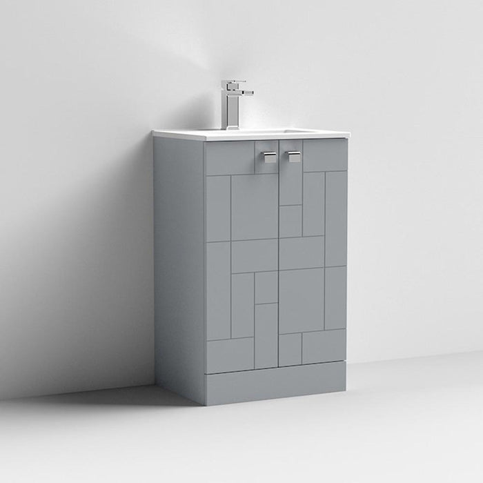 Nuie Blocks 500mm Vanity Unit - Floor Standing 2 Door Unit with Basin - Unbeatable Bathrooms