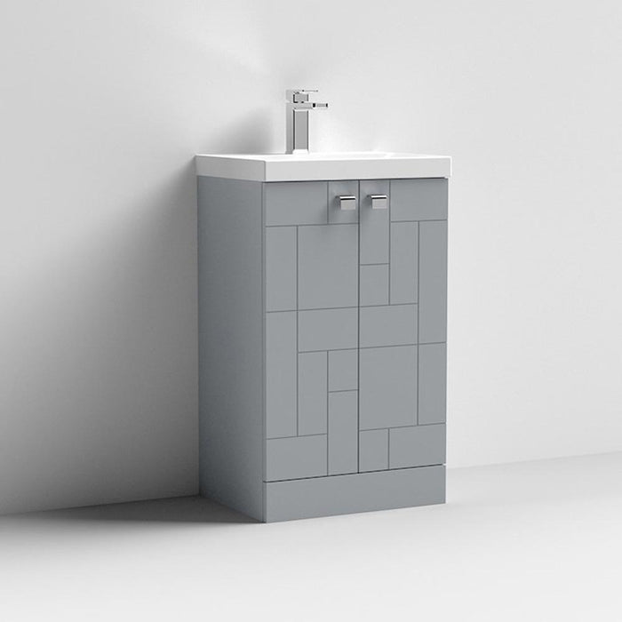 Nuie Blocks 500mm Vanity Unit - Floor Standing 2 Door Unit with Basin - Unbeatable Bathrooms