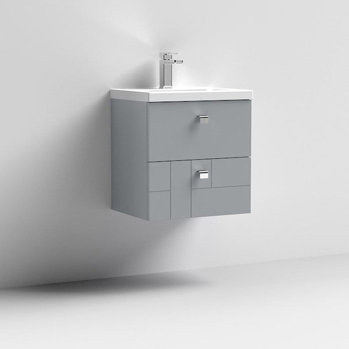 Nuie Blocks 600mm Vanity Unit - Wall Hung 2 Drawer Unit with Basin - Unbeatable Bathrooms