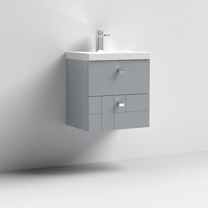 Nuie Blocks 600mm Vanity Unit - Wall Hung 2 Drawer Unit with Basin - Unbeatable Bathrooms
