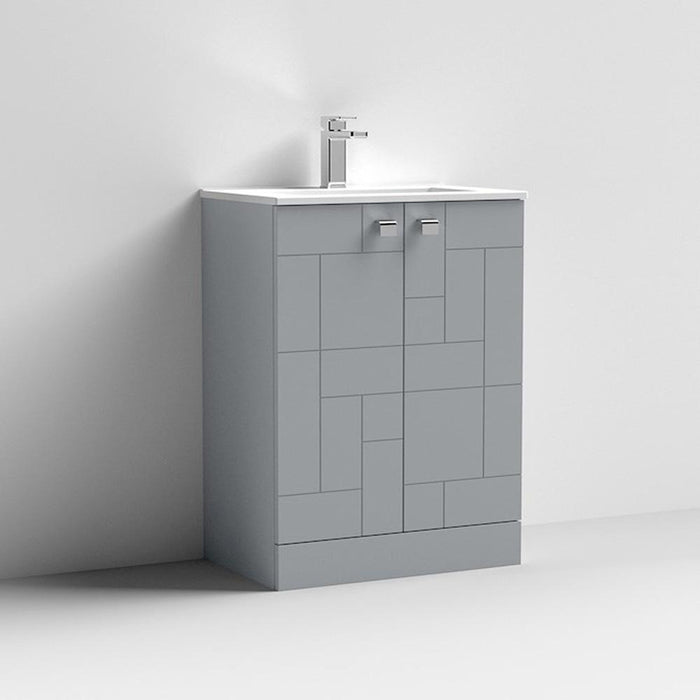 Nuie Blocks 500mm Vanity Unit - Floor Standing 2 Door Unit with Basin - Unbeatable Bathrooms