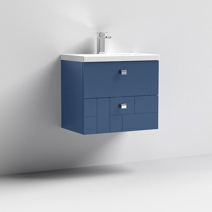 Nuie Blocks 600mm Vanity Unit - Wall Hung 2 Drawer Unit with Basin - Unbeatable Bathrooms