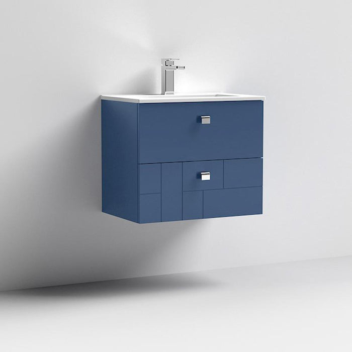 Nuie Blocks 600mm Vanity Unit - Wall Hung 2 Drawer Unit with Basin - Unbeatable Bathrooms