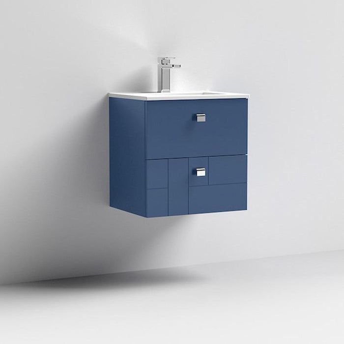 Nuie Blocks 600mm Vanity Unit - Wall Hung 2 Drawer Unit with Basin - Unbeatable Bathrooms