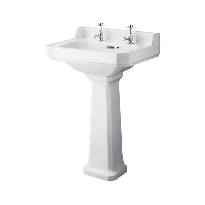 Nuie Carlton 56cm 2TH Full Pedestal Basin - Unbeatable Bathrooms