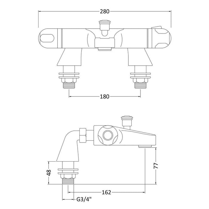 Nuie Reef Thermostatic Bath Shower Mixer - Unbeatable Bathrooms