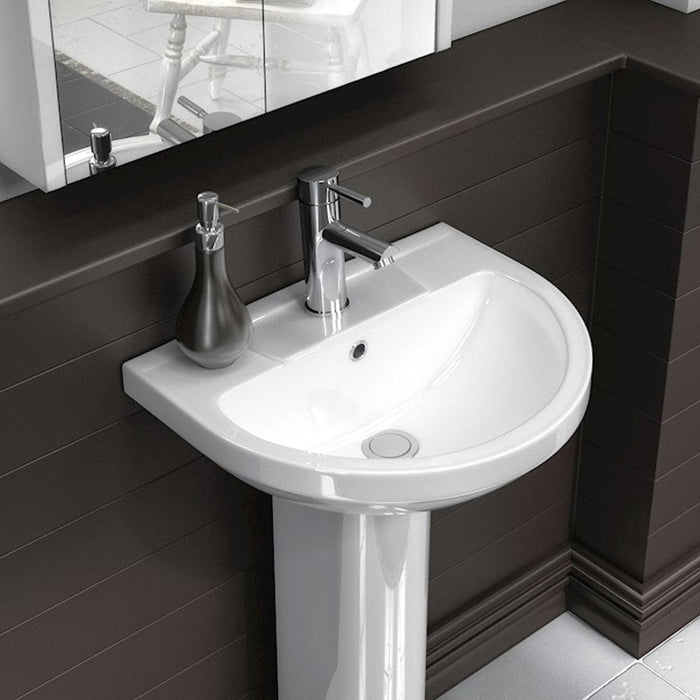 Nuie Harmony 50cm 1TH Pedestal Basin - Unbeatable Bathrooms