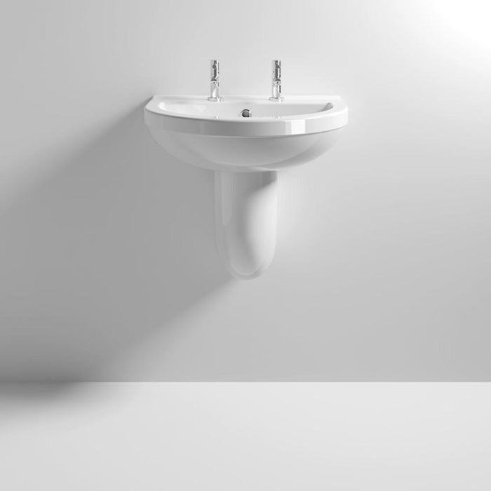 Nuie Ivo 55cm Pedestal Basin - 1 & 2TH - Unbeatable Bathrooms