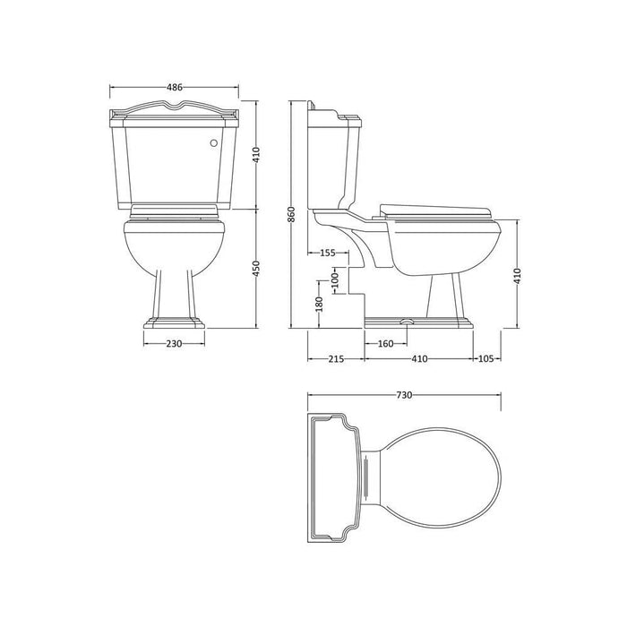 Nuie Legend Traditional Full Bathroom Suite with 1700 x 700mm Art Deco Bath - Unbeatable Bathrooms