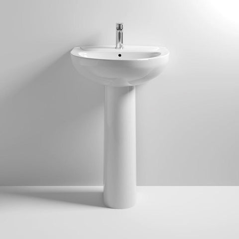 Nuie Lawton 55cm 1TH Full Pedestal Basin - Unbeatable Bathrooms