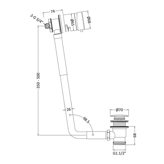 Nuie Single Lever Freeflow Bath Filler - Unbeatable Bathrooms