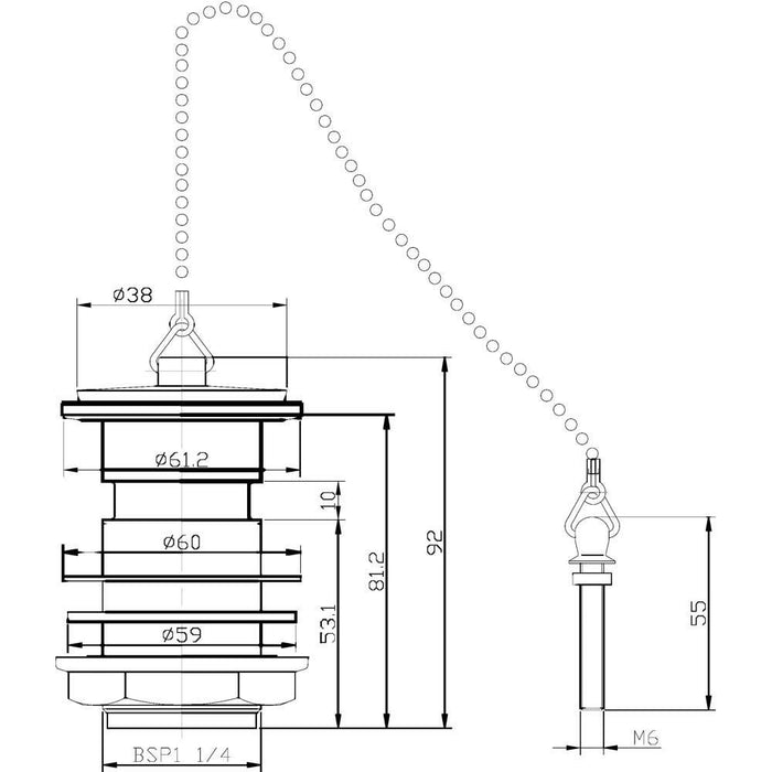 Nuie Contract Basin Waste Poly Plug & B Chain - Unbeatable Bathrooms