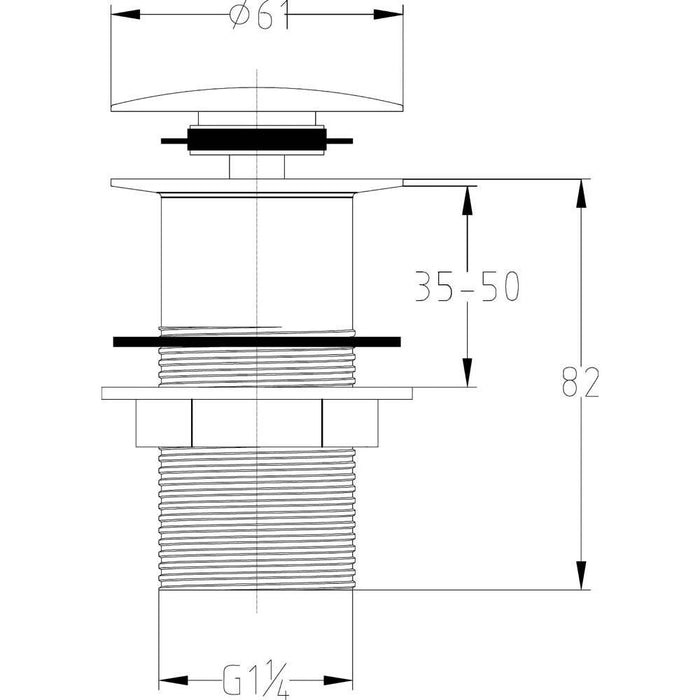 Nuie Easyclean Sprung Plug Basin Waste Unslotted - Unbeatable Bathrooms