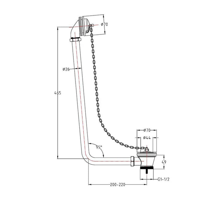 Nuie Classic Exposed Bath Waste & Overflow - Unbeatable Bathrooms