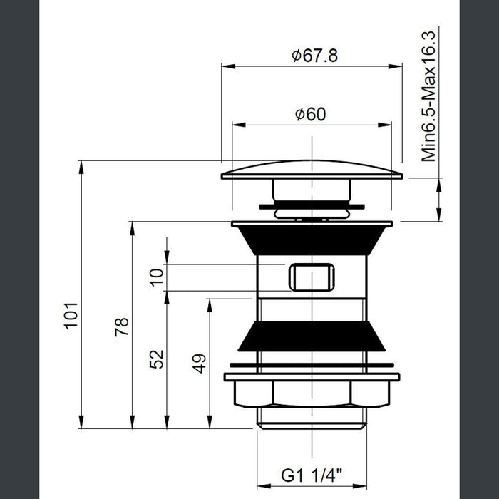 Nuie Push Button Basin Waste Slotted Stainless Steel - Unbeatable Bathrooms