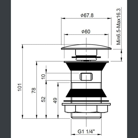 Nuie Push Button Basin Waste Slotted Stainless Steel - Unbeatable Bathrooms
