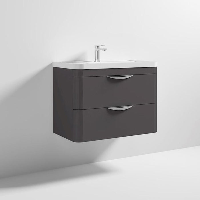 Nuie Parade 600/800mm Vanity Unit - Wall Hung 2 Drawer Unit with Basin - Unbeatable Bathrooms