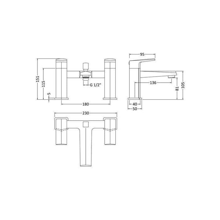 Nuie Hardy Bath Shower Mixer - Unbeatable Bathrooms