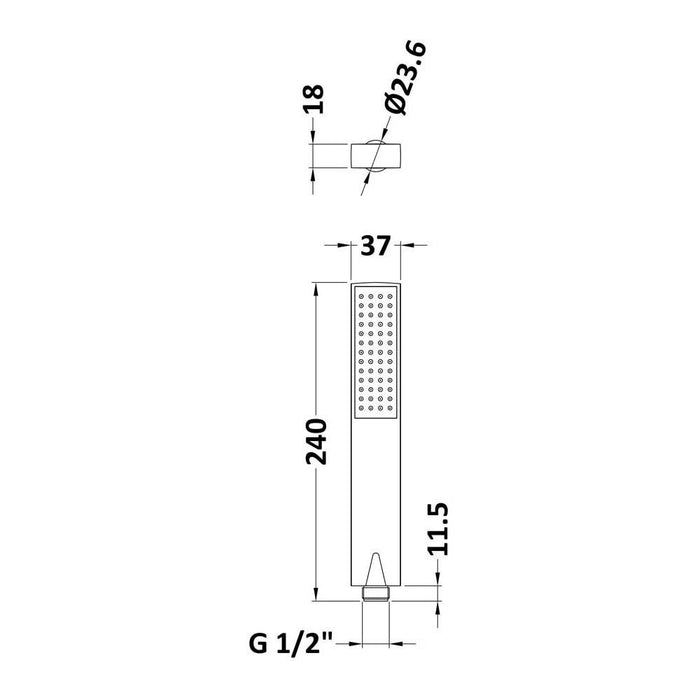 Nuie Rectangular Easyclean Handset - Unbeatable Bathrooms