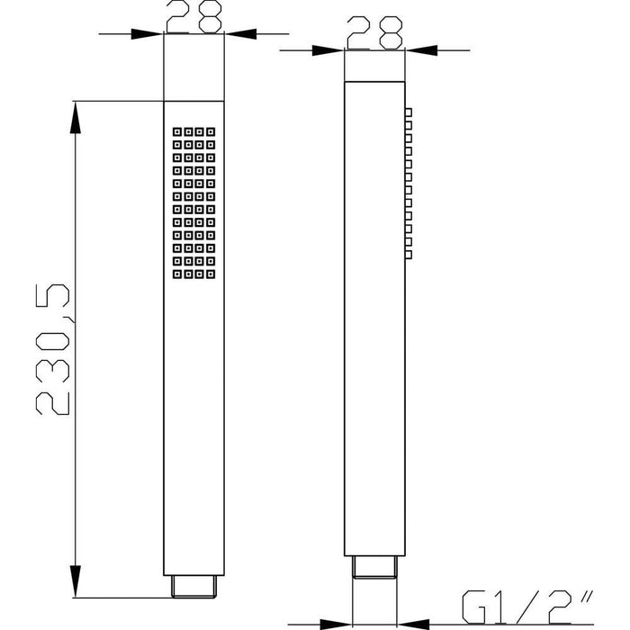 Nuie Minimalist Square Handset - Unbeatable Bathrooms
