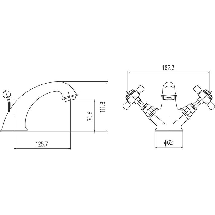Nuie Beaumont Luxury Beaumont Mono Basin Mixer with Pop-Up Waste - Unbeatable Bathrooms