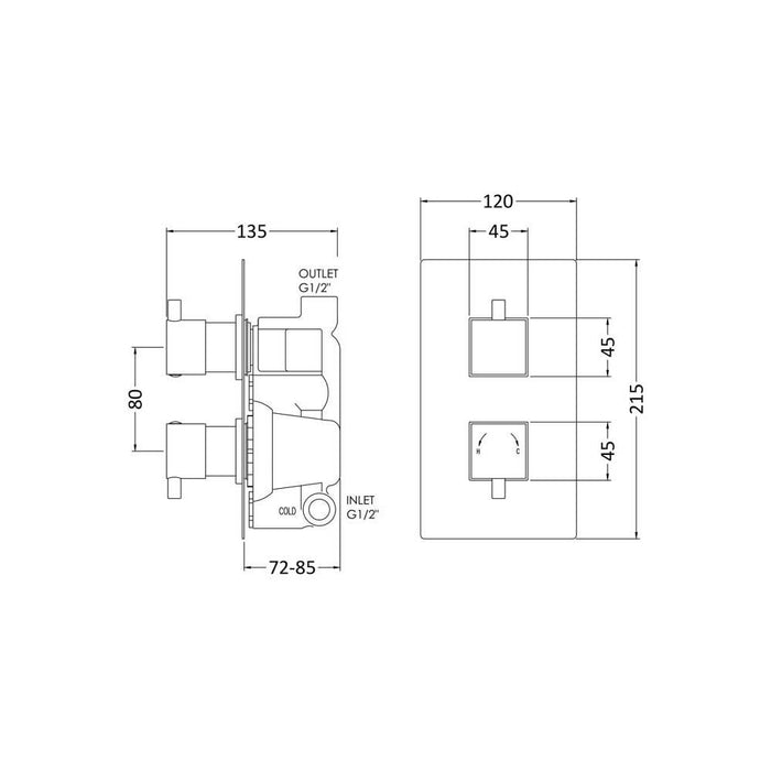 Nuie Twin Concealed Thermostatic Shower Valve - Unbeatable Bathrooms