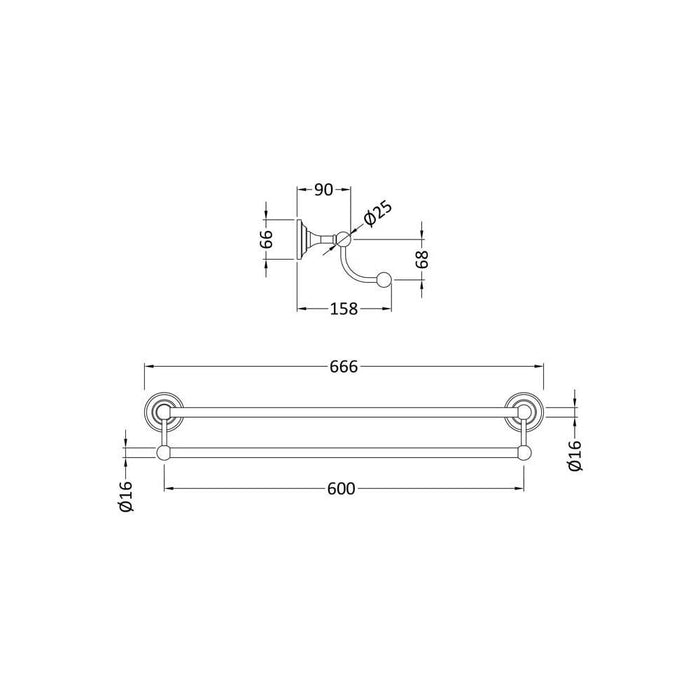 Nuie Traditional Double Towel Rail - Unbeatable Bathrooms