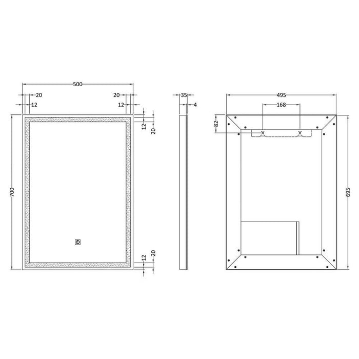Nuie Lyra LED Touch Sensor Mirror - Unbeatable Bathrooms