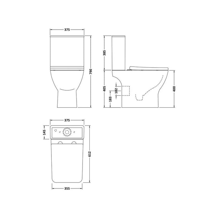 Nuie Ava Square Rimless Toilet - Unbeatable Bathrooms