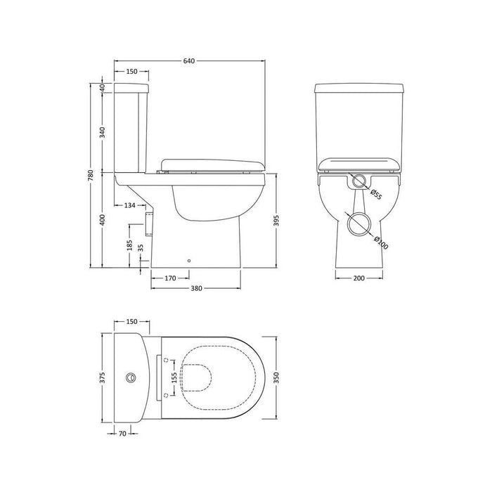 Nuie Ivo Close Coupled Toilet - Unbeatable Bathrooms