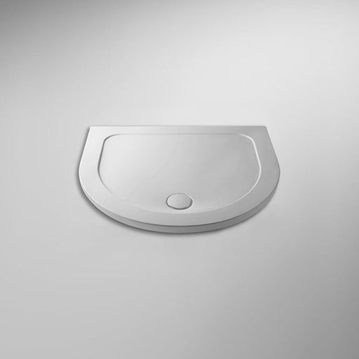 Nuie Pearlstone 1050 x 950mm D-Shaped Shower Tray - White - Unbeatable Bathrooms
