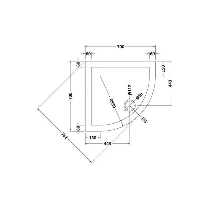 Nuie Quadrant Shower Tray - White - Unbeatable Bathrooms