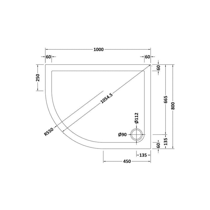 Nuie Offset Quadrant Shower Tray - Black Slate - Unbeatable Bathrooms