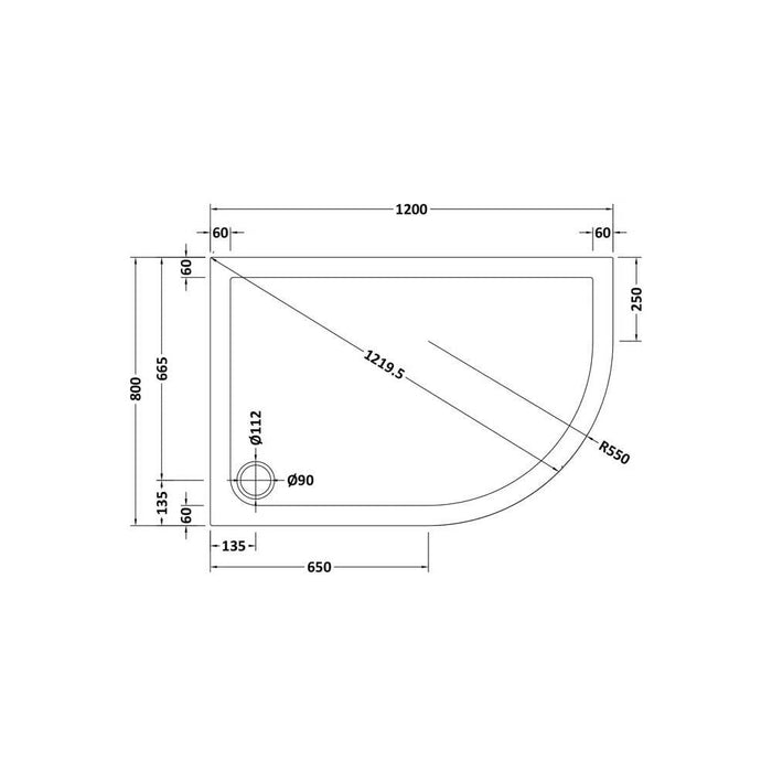 Nuie Offset Quadrant Shower Tray - Black Slate - Unbeatable Bathrooms