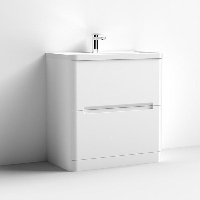 Nuie Elbe 600/800mm Vanity Unit - Floor Standing 2 Drawer Unit with Basin - Unbeatable Bathrooms