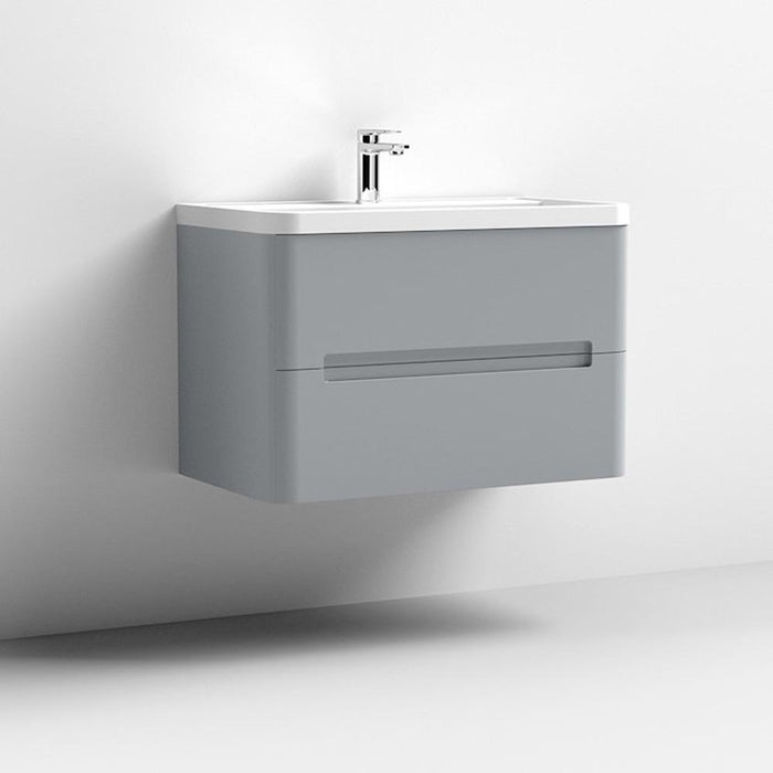 Nuie Elbe 600/800mm Vanity Unit - Wall Hung 2 Drawer Unit with Basin - Unbeatable Bathrooms