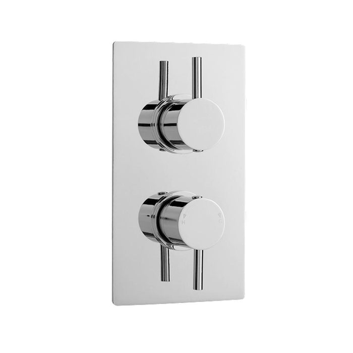 Nuie Quest Twin Thermostatic Shower Valve Rectangular Plate - Unbeatable Bathrooms