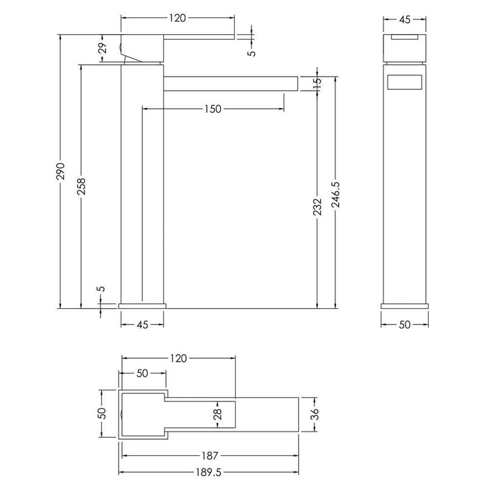 Nuie Sanford High Rise Mixer without Waste - Unbeatable Bathrooms