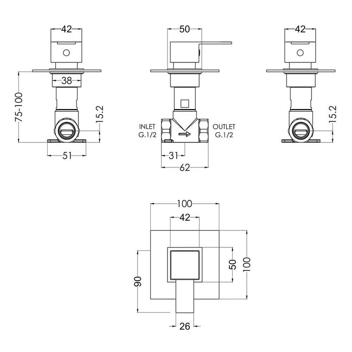 Nuie Sanford Concealed Stop Tap - Unbeatable Bathrooms