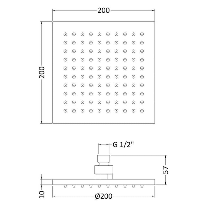 Nuie Led Square Fixed Head - Unbeatable Bathrooms