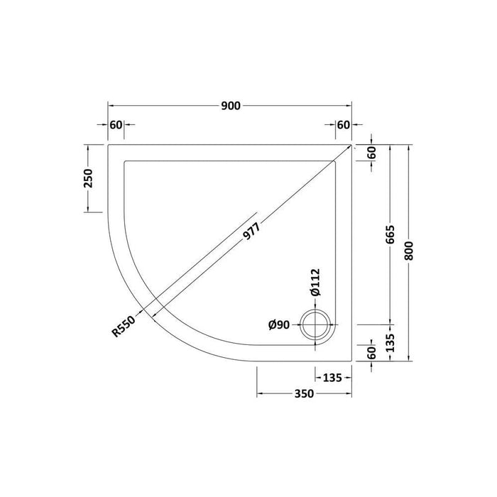 Nuie Offset Quadrant Shower Tray - Black Slate - Unbeatable Bathrooms