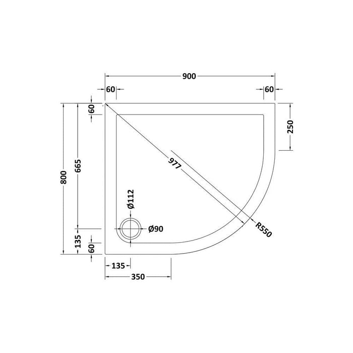 Nuie Offset Quadrant Shower Tray - Black Slate - Unbeatable Bathrooms
