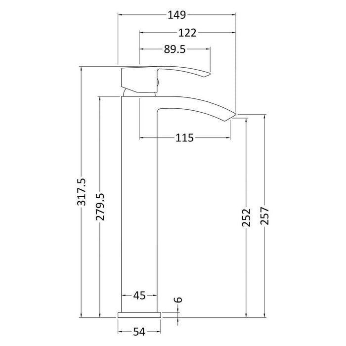 Nuie Sinclair High Rise Mixer Without Waste - Unbeatable Bathrooms