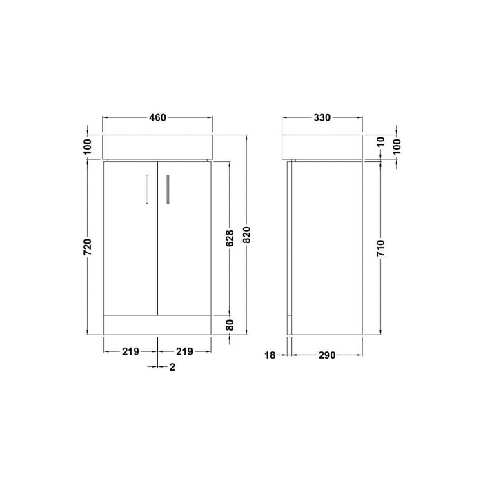 Nuie Mayford 450mm Vanity Unit - Floor Standing 2 Door Unit with Basin - Unbeatable Bathrooms