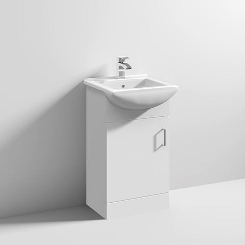 Nuie Mayford 45/55/650mm Vanity Unit - Floor Standing Unit with Square Semi Recessed Basin - Unbeatable Bathrooms