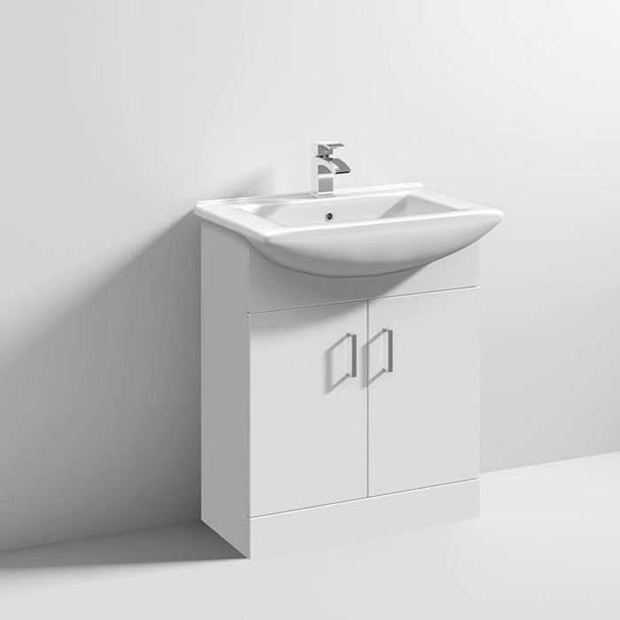 Nuie Mayford 45/55/650mm Vanity Unit - Floor Standing Unit with Square Semi Recessed Basin - Unbeatable Bathrooms