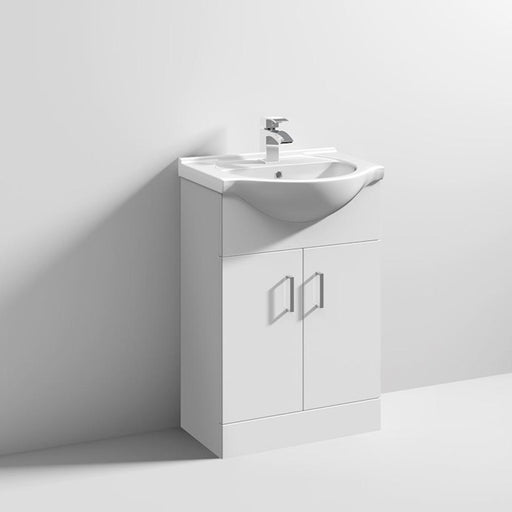 Nuie Mayford 550/650mm Vanity Unit - Floor Standing 2 Door unit with Round Semi Recessed Basin - Unbeatable Bathrooms
