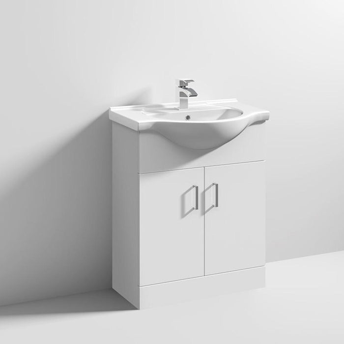 Nuie Mayford 550/650mm Vanity Unit - Floor Standing 2 Door unit with Round Semi Recessed Basin - Unbeatable Bathrooms